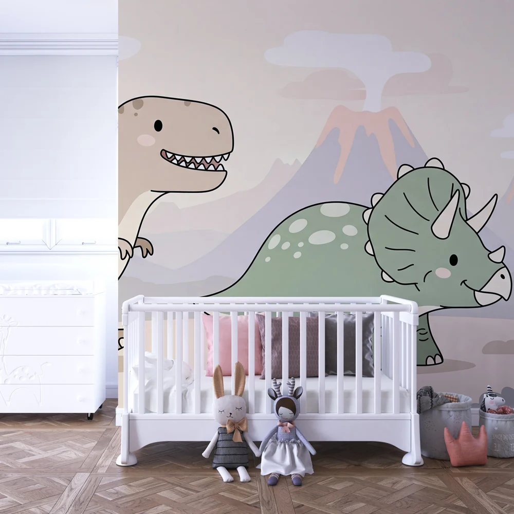 Lastenhuoneen tapetti | Pienet dinosaurukset seikkailussa