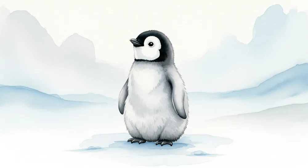 Lastenhuoneen tapetti | Söpö pieni pingviini sen jäisessä elinympäristössä
