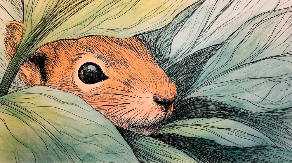 Lastenhuoneen tapetti | Piilotettu orava lehtien joukossa