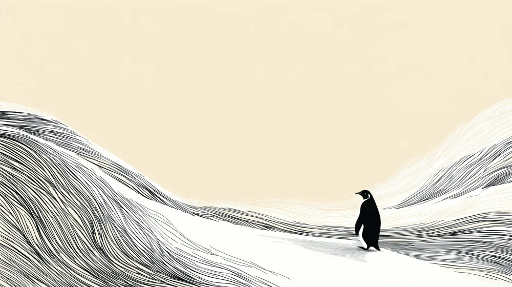 Lastenhuoneen tapetti | Pingviini aaltojen keskellä