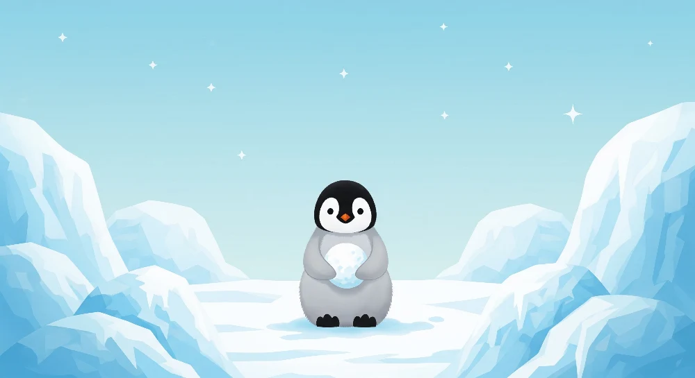 Lastenhuoneen tapetti | Söpö pingviini jäisellä maisemalla