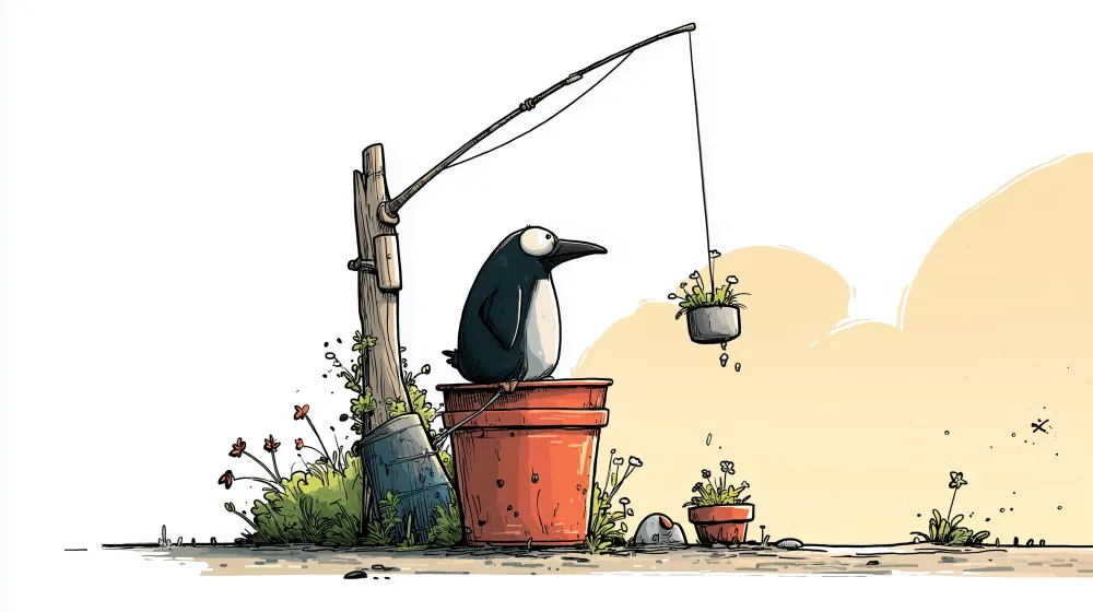 Lastenhuoneen tapetti | Pingviini ja kukkatarha