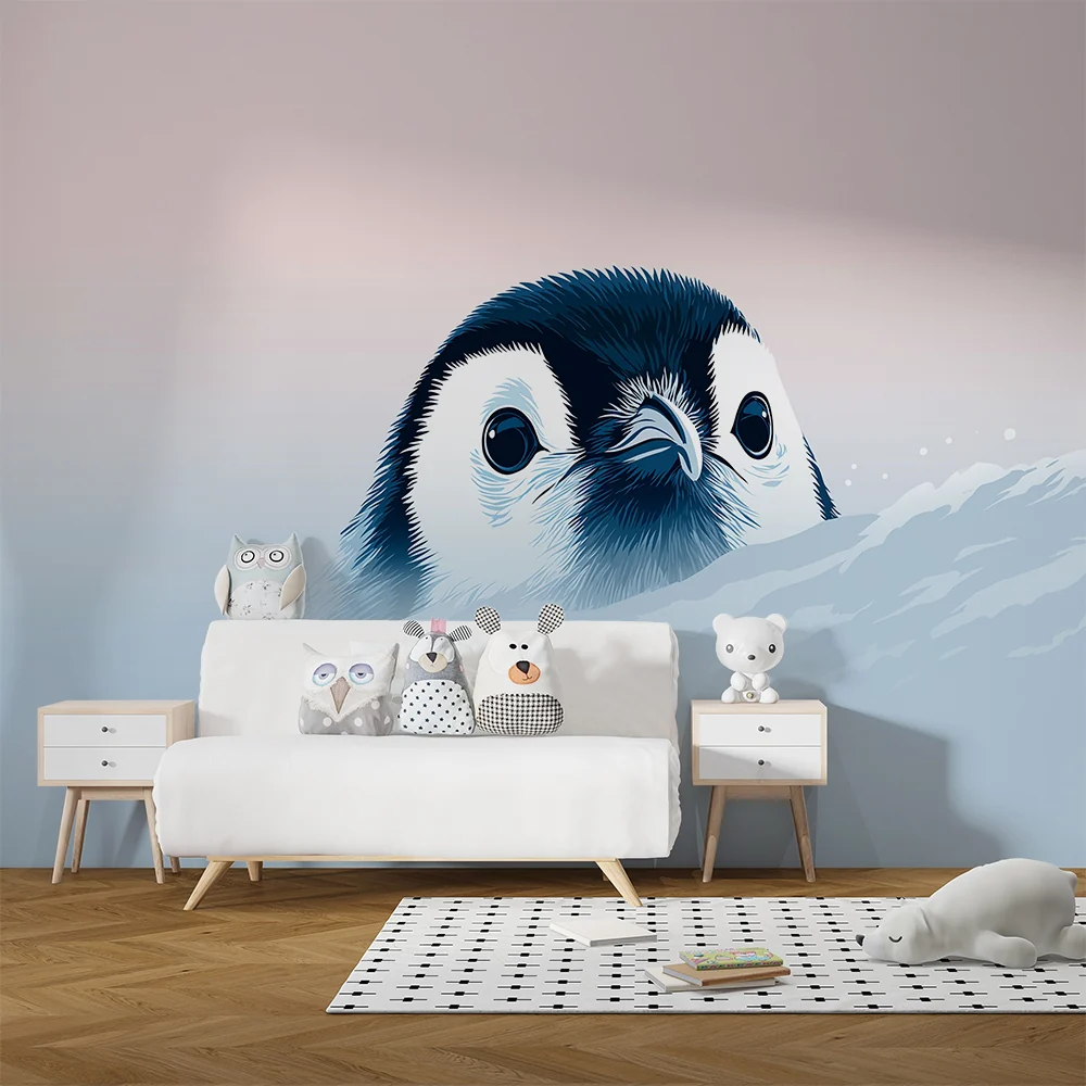 Lastenhuoneen tapetti | Söpö pingviini nousee aalloista
