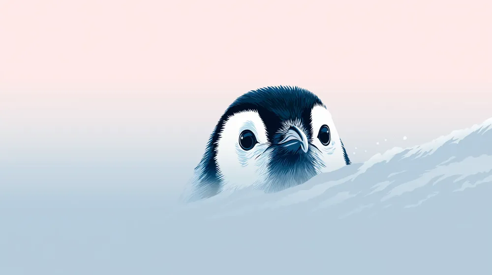 Lastenhuoneen tapetti | Söpö pingviini nousee aalloista