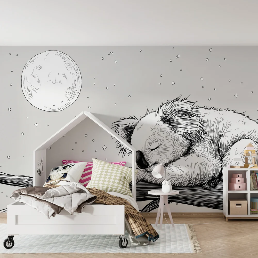 Lastenhuoneen tapetti | Rauhallinen koala kuun alla