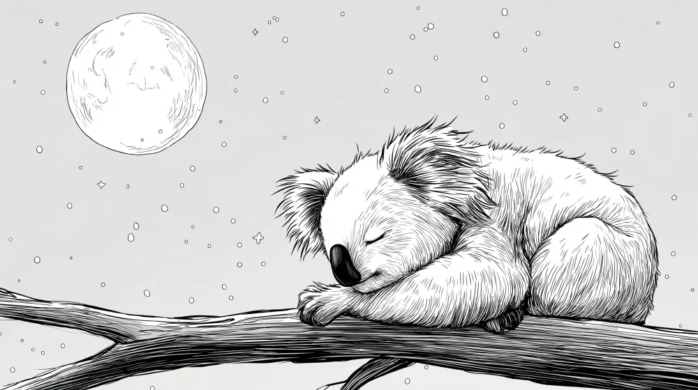 Lastenhuoneen tapetti | Rauhallinen koala kuun alla