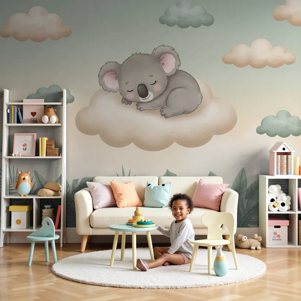 Lastenhuoneen tapetti | Rauhallinen koala pilvellä