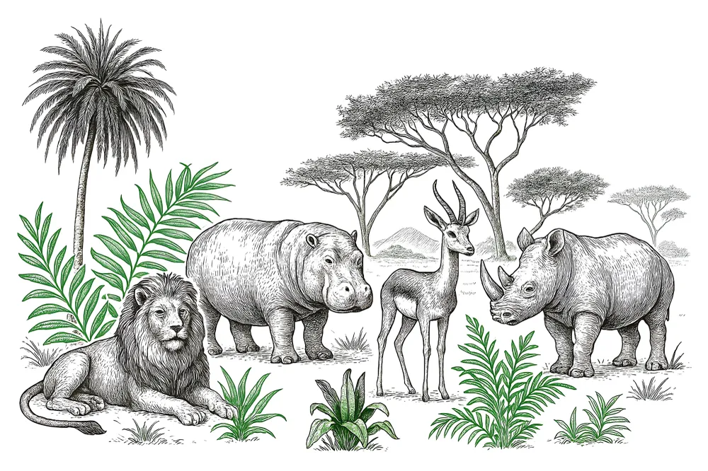 Lastenhuoneen tapetti | Safariseikkailu savannin sydämessä