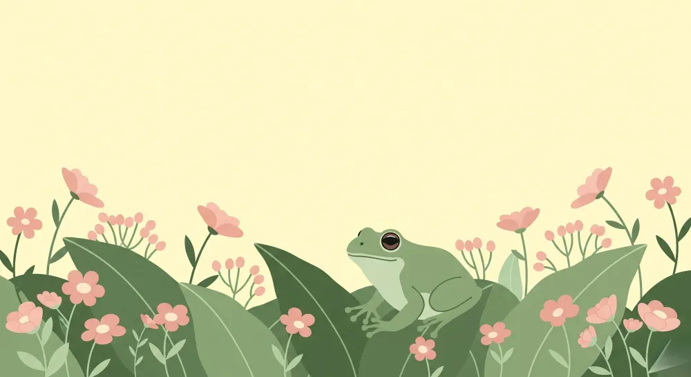 Lastenhuoneen tapetti | Sammakko ja kukkiva puutarha