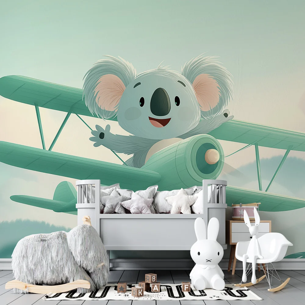 Lastenhuoneen tapetti | Seikkailija koala taivaalla