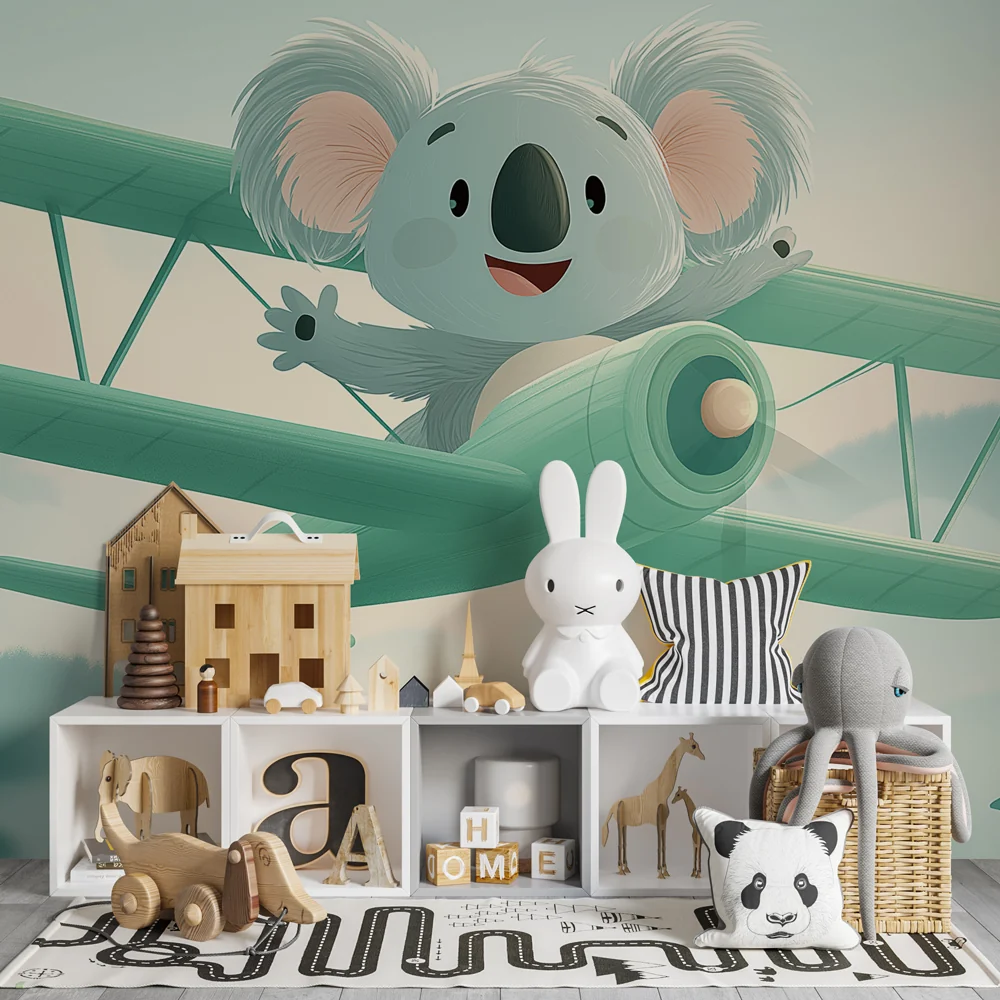 Lastenhuoneen tapetti | Seikkailija koala taivaalla
