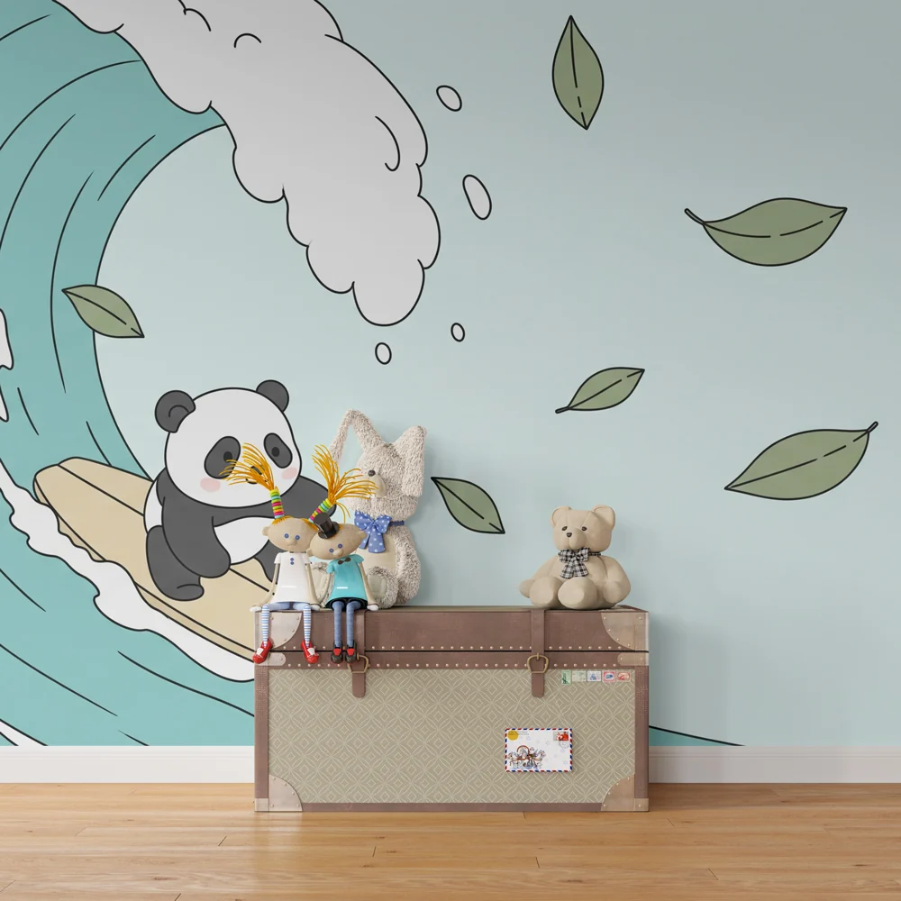 Lastenhuoneen tapetti | Seikkailija panda aallolla