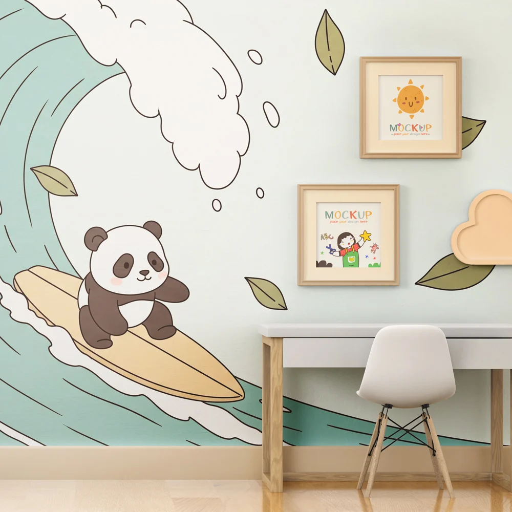 Lastenhuoneen tapetti | Seikkailija panda aallolla