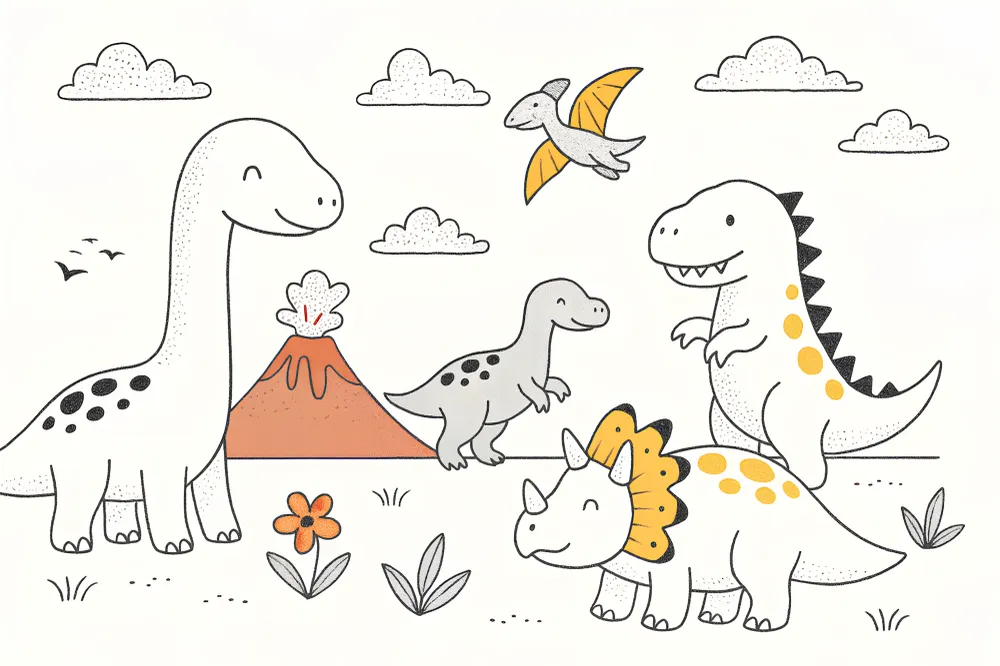 Lastenhuoneen tapetti | Seikkailu muinaisten aikojen dinosaurusten kanssa