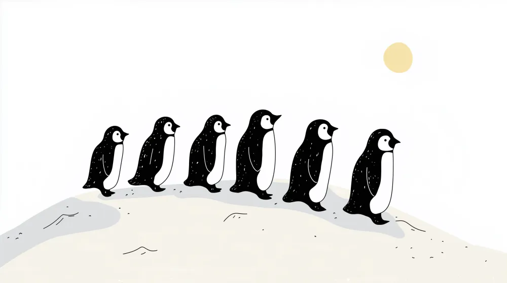 Lastenhuoneen tapetti | Suloiset pienet pingviinit kävelevät