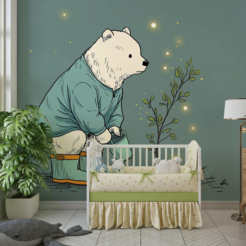 Lastenhuoneen tapetti | Teddy Bear Puutarhuri ja luonnon taika