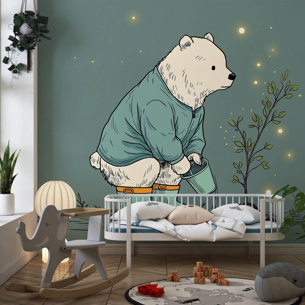 Lastenhuoneen tapetti | Teddy Bear Puutarhuri ja luonnon taika