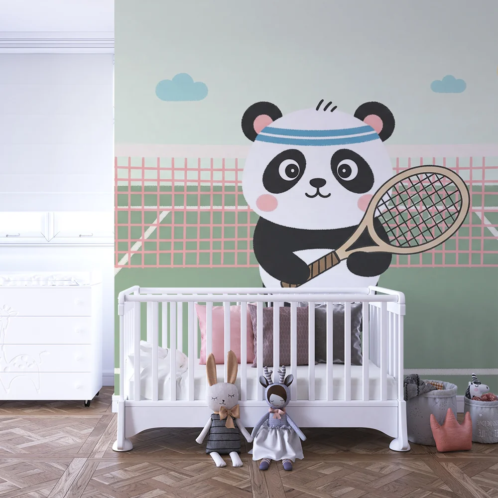 Lastenhuoneen tapetti | Tennis pelaava panda