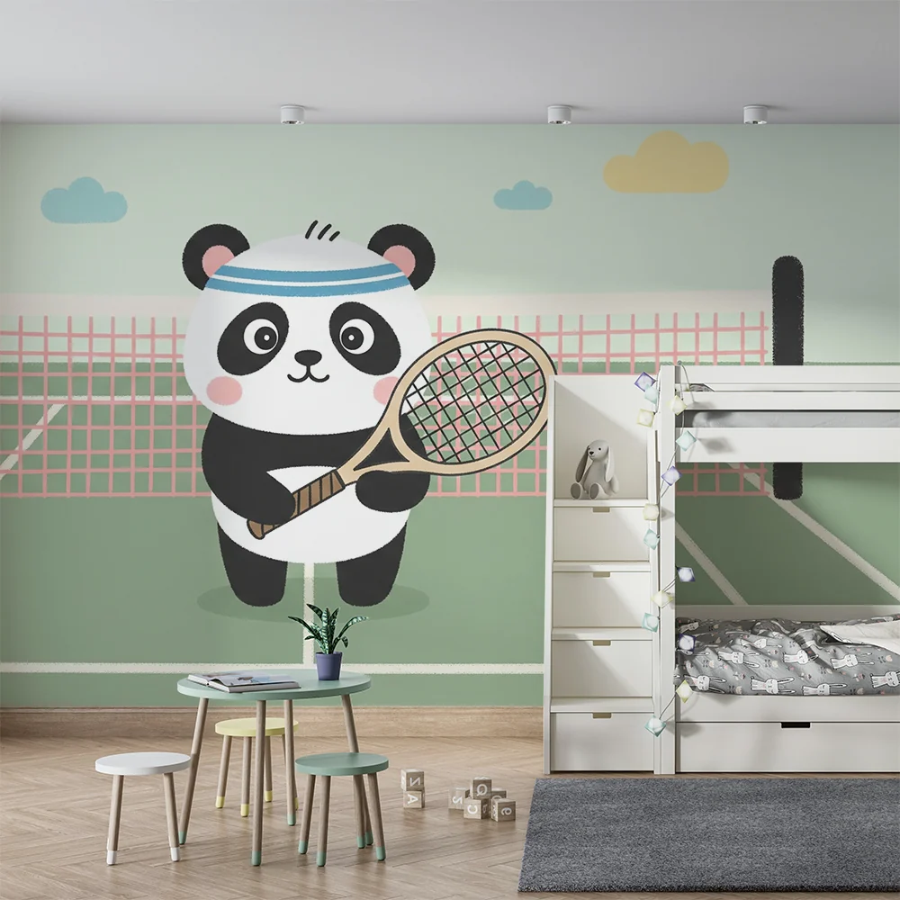 Lastenhuoneen tapetti | Tennis pelaava panda