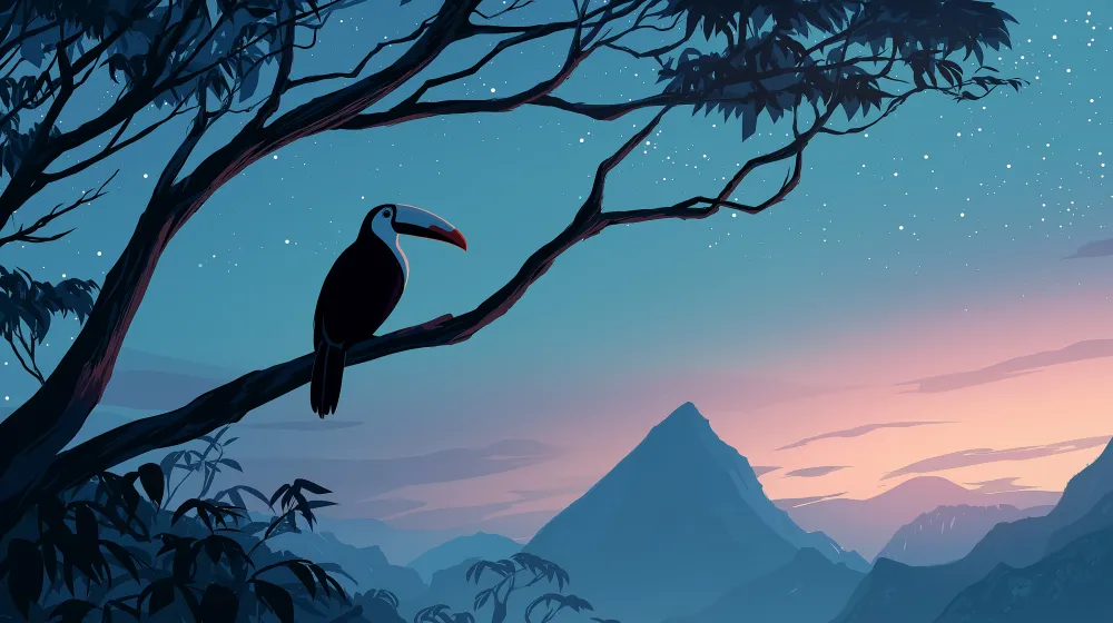 Lastenhuoneen tapetti | Tukaanit ja eksoottiset maisemat