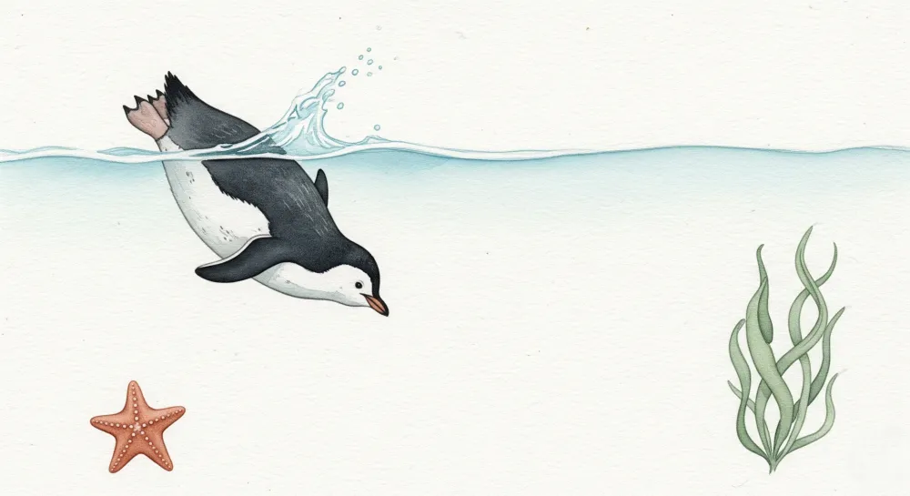 Lastenhuoneen tapetti | Uiva pingviini ja meriteema sisustus