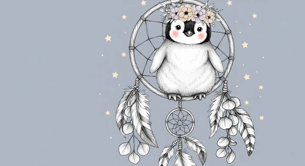 Lastenhuoneen tapetti | Unelmoiva pingviini unisiepparissa