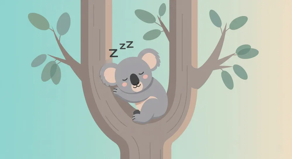 Lastenhuoneen tapetti | Uninen koala puussa
