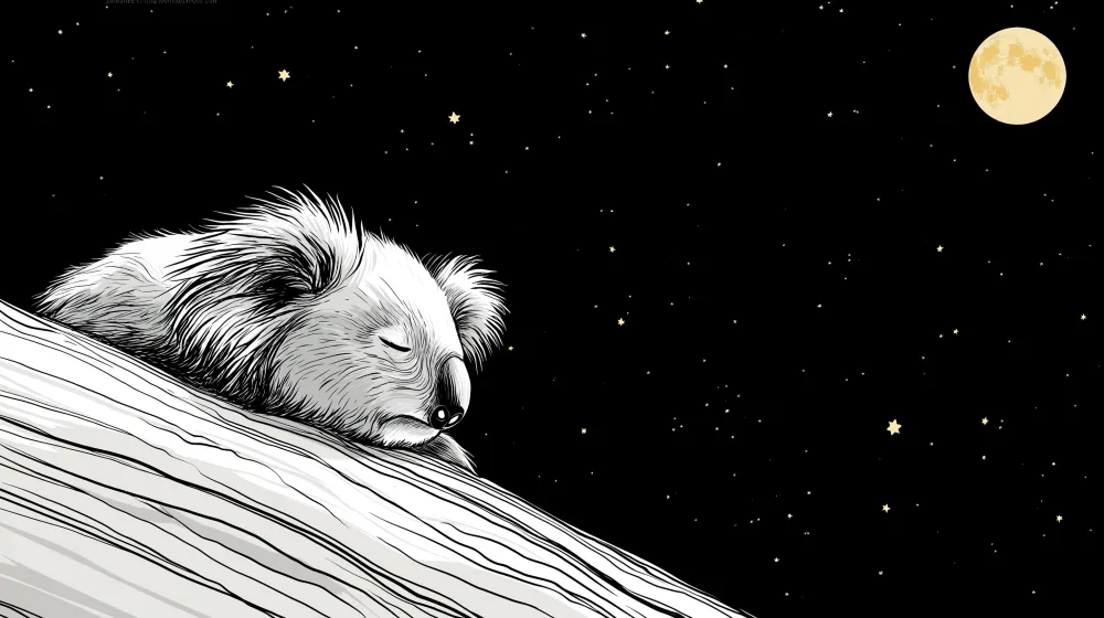 Lastenhuoneen tapetti | Uninen koala tähtitaivaan alla