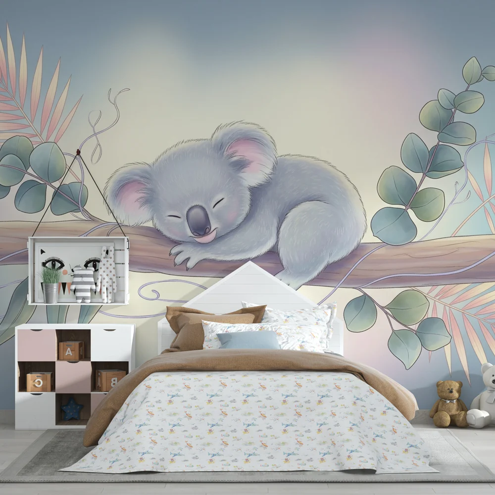 Lastenhuoneen tapetti | Uninen koala viidakossa