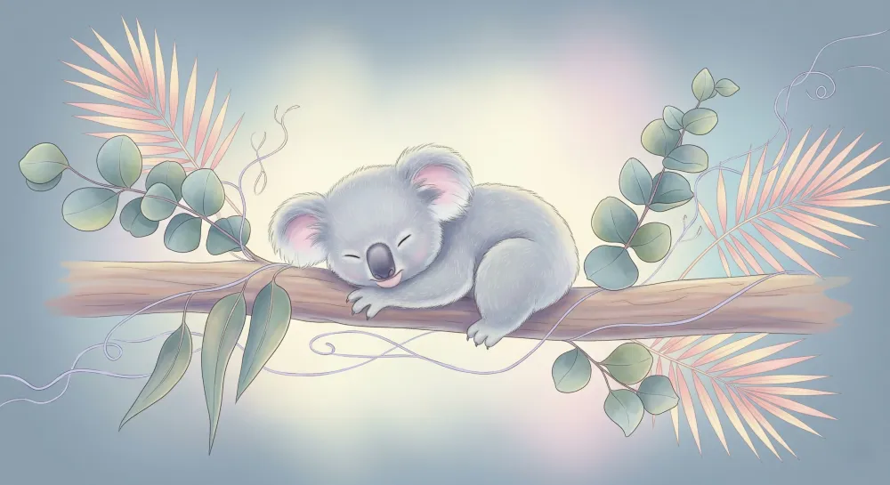 Lastenhuoneen tapetti | Uninen koala viidakossa
