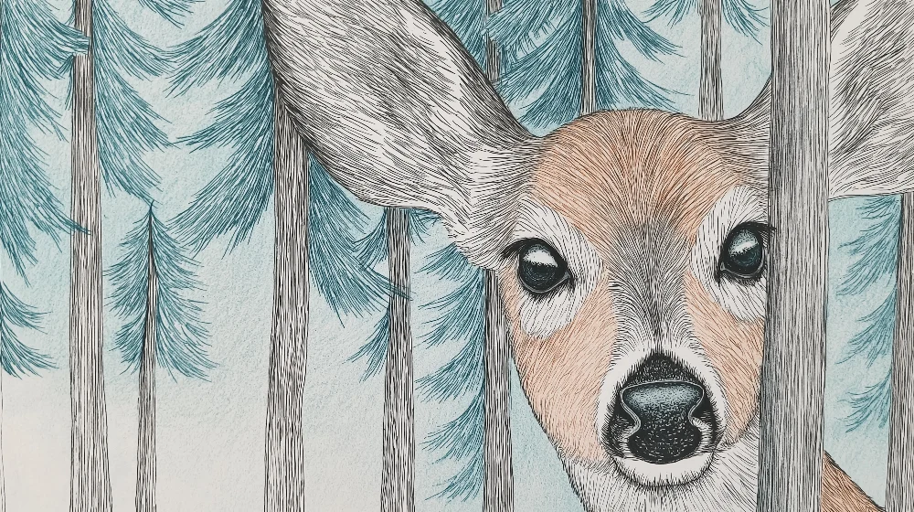 Lastenhuoneen tapetti | Utelias kettu metsässä