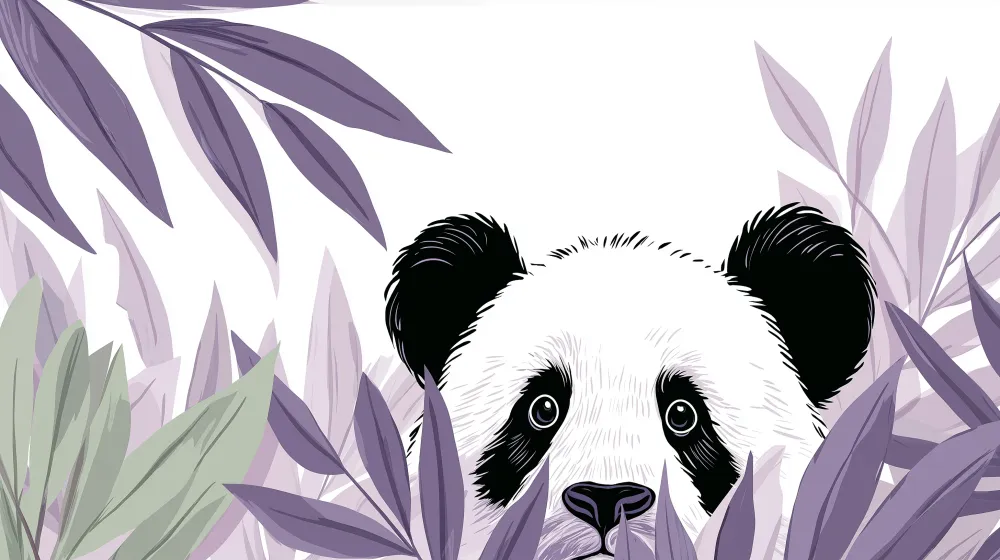 Lastenhuoneen tapetti | Utelias panda lehtien keskellä