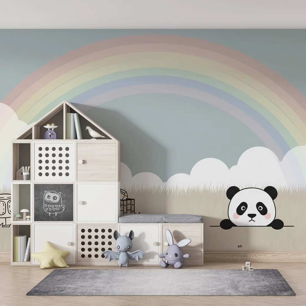 Lastenhuoneen tapetti | Utelias panda ja luonnon aarteet