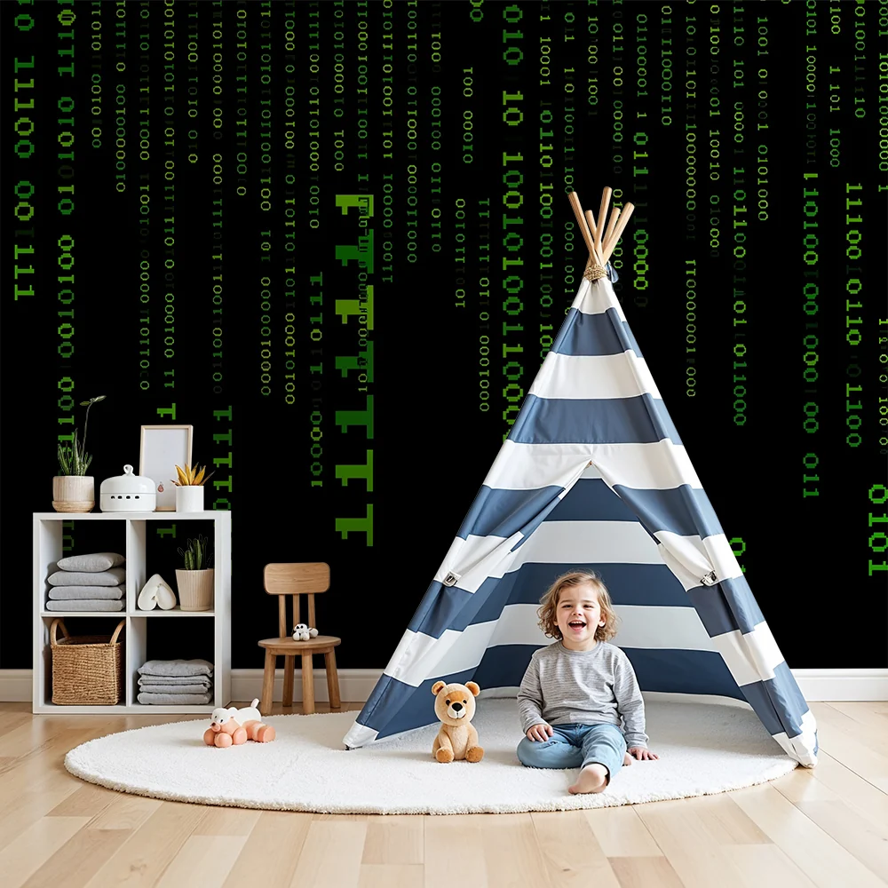 Lastenhuoneen tapetti | Vihreä numerokoodi