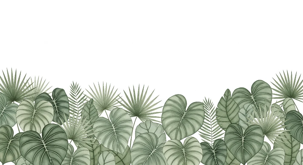 Lastenhuoneen tapetti | Vihreän sävyinen lehtikuvio