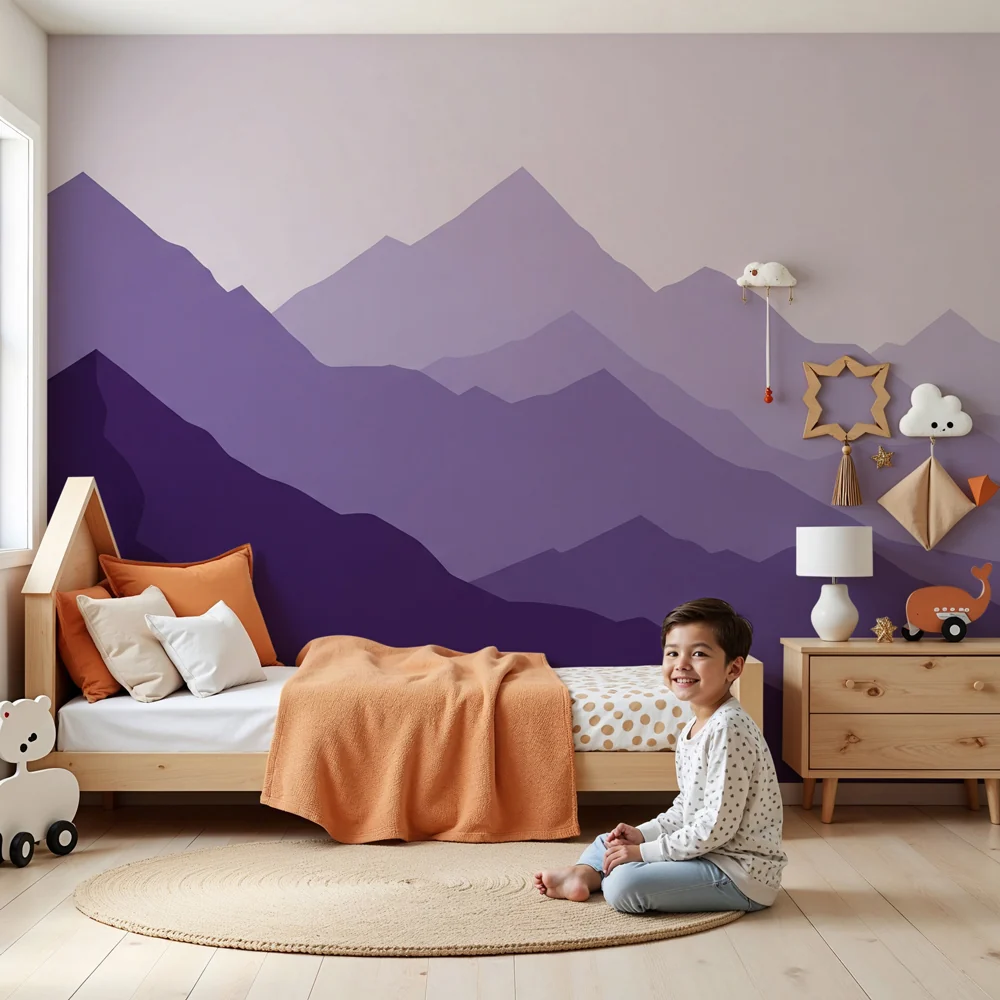 Lastenhuoneen tapetti | Violetit vuoret ja luonnollinen harmonia