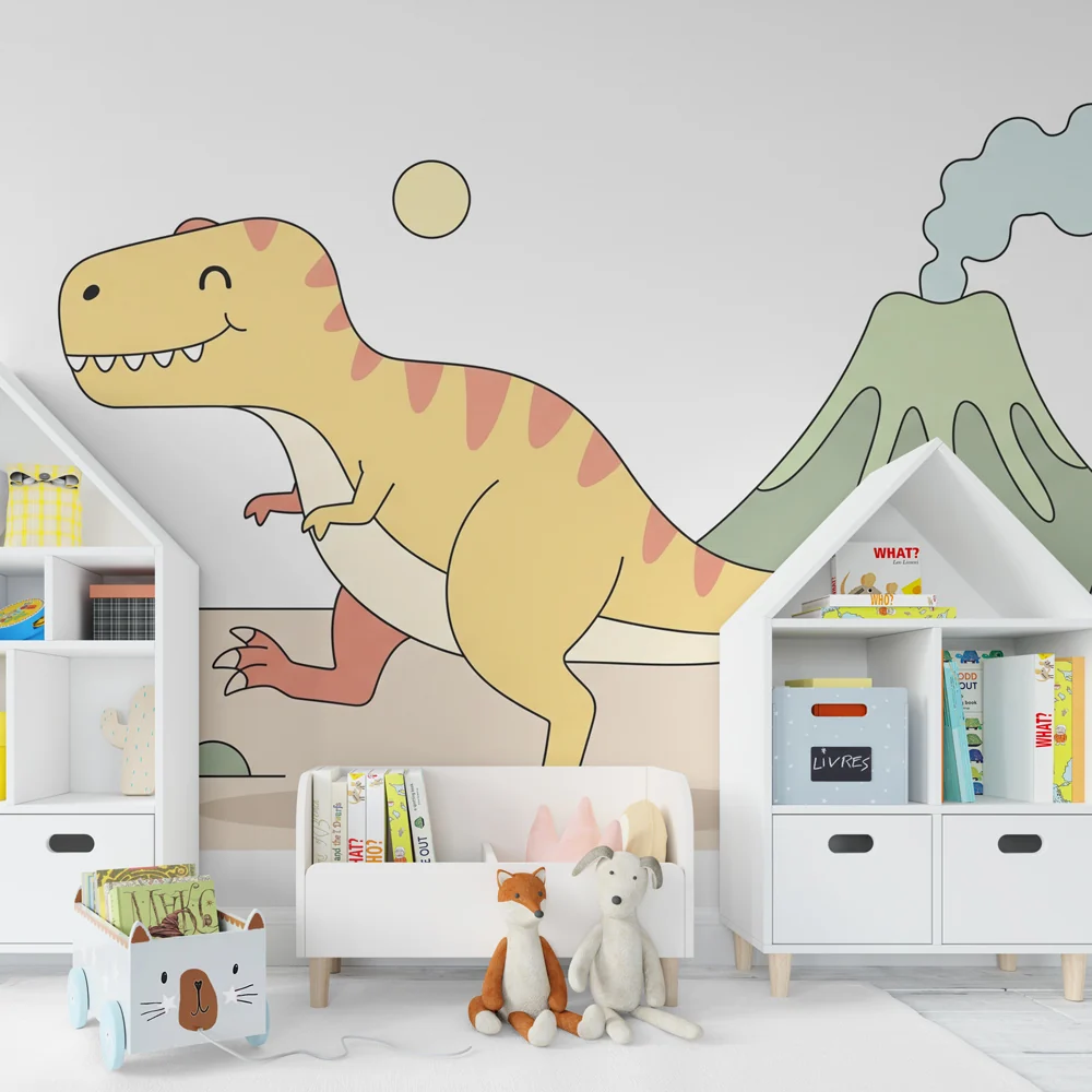 Lastenhuoneen tapetti | Värikäs dinosaurusten maailma