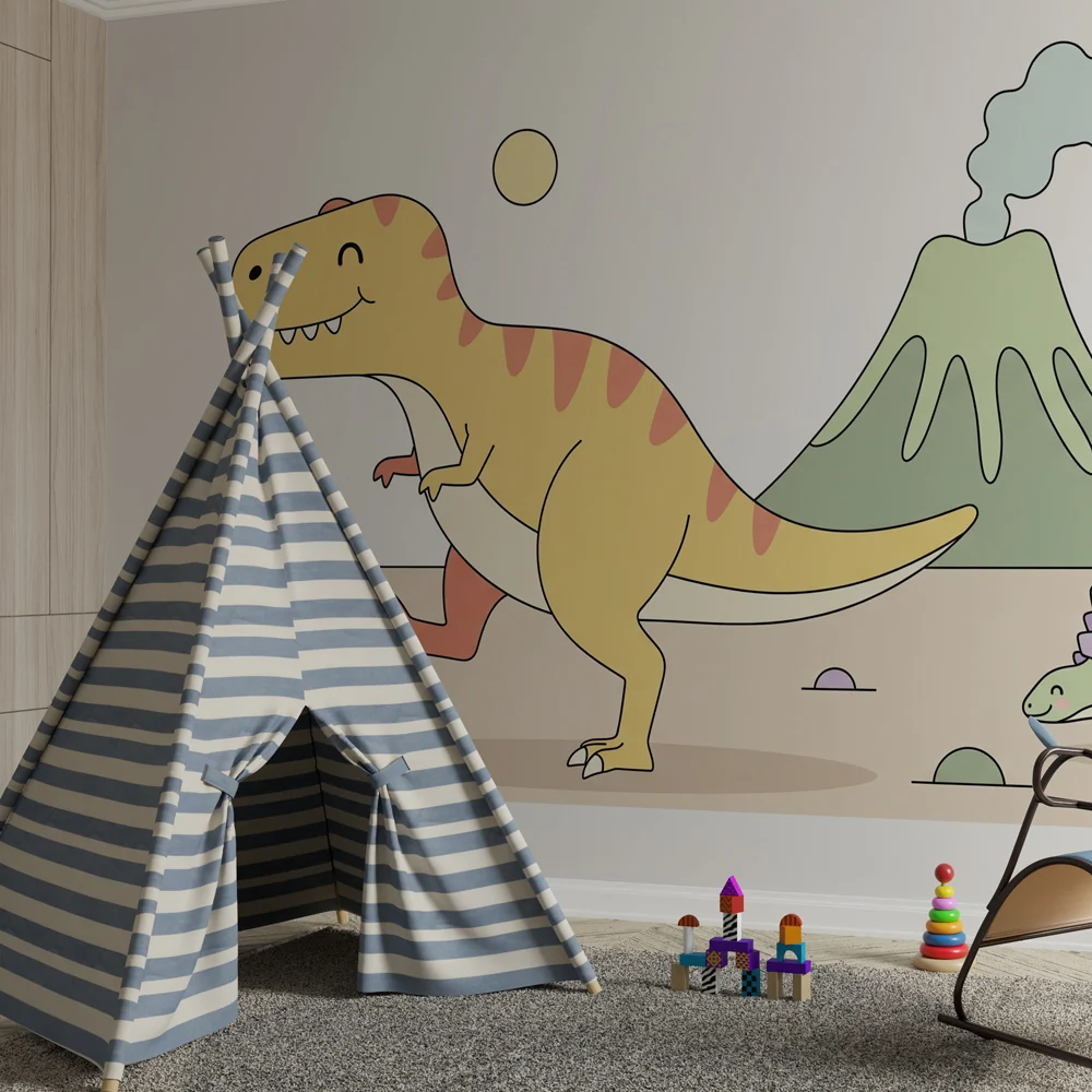 Lastenhuoneen tapetti | Värikäs dinosaurusten maailma