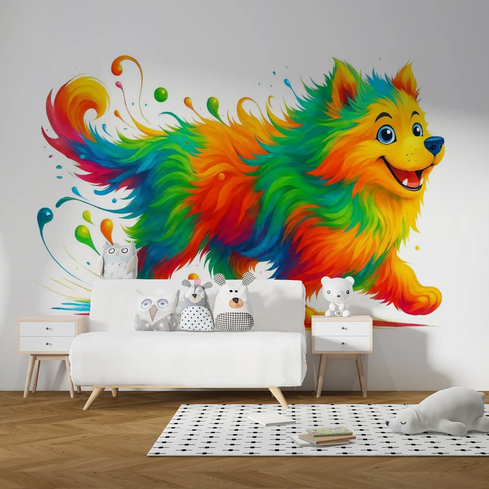 Lastenhuoneen tapetti värikäs koira | Pop art -kuvitus