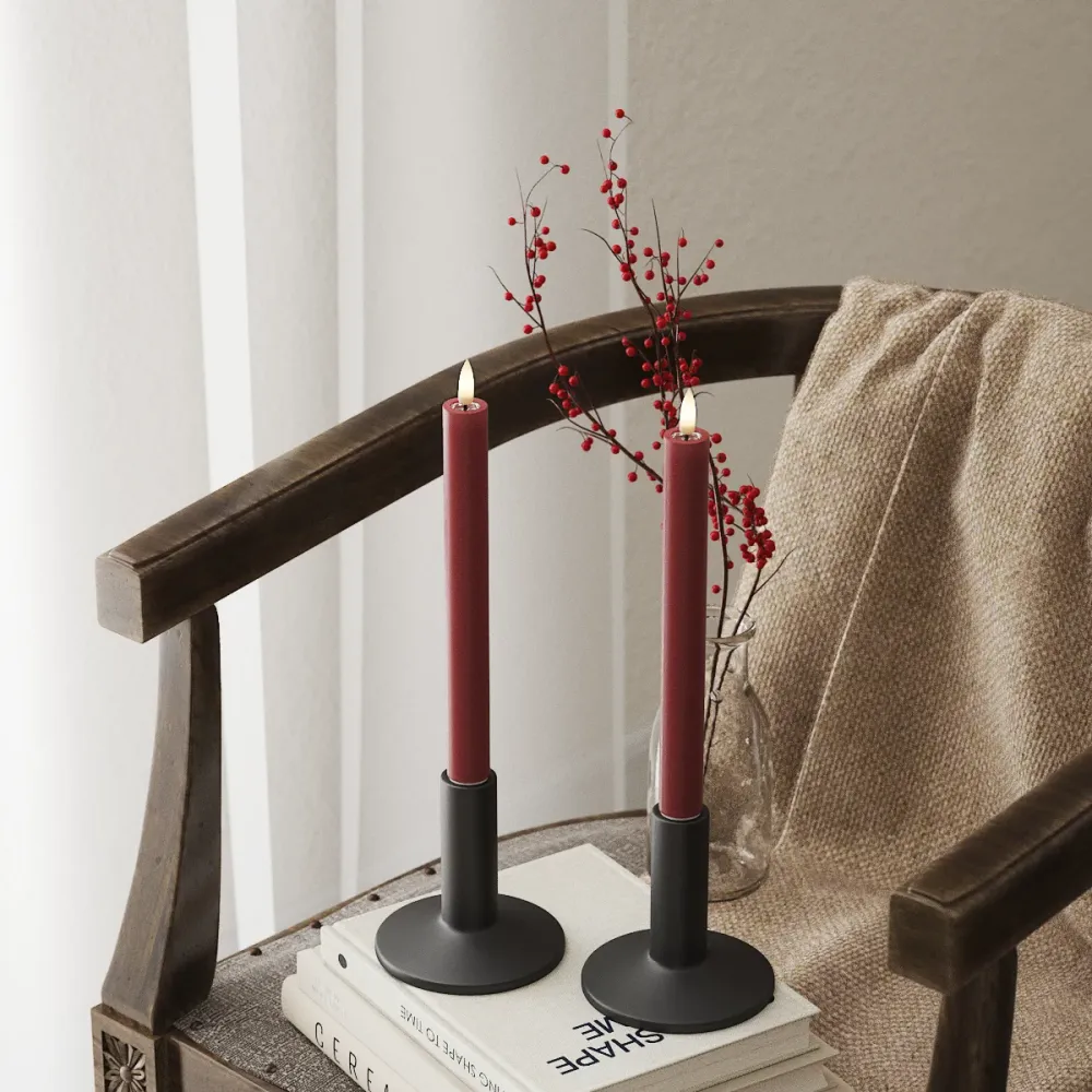 LED Kruunukynttilä 2 kpl, Ø 2 x 24 cm Bordeaux
