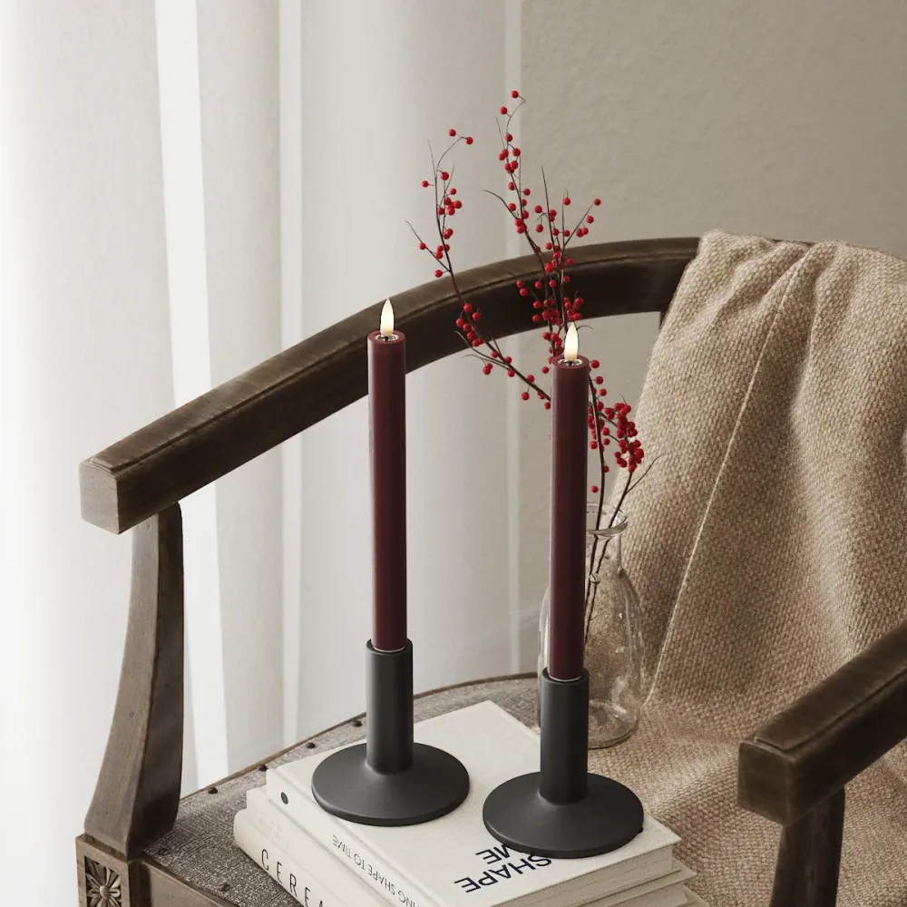 LED Kruunukynttilä 2 kpl, Ø 2 x 24 cm Burgundi