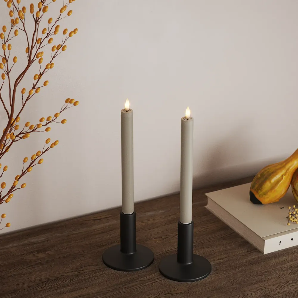 LED Kruunukynttilä 2 kpl, Ø 2 x 24 cm Hiekanvärinen