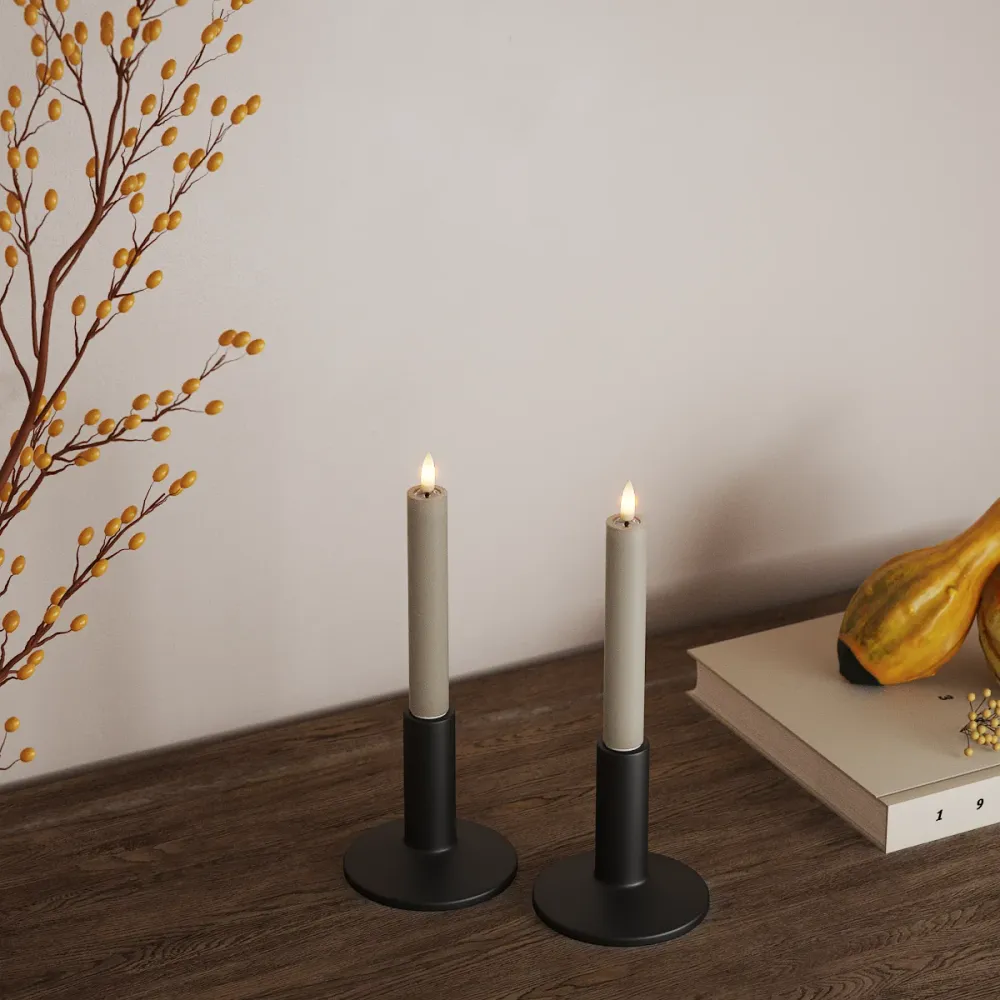 LED Kruunukynttilä 2 kpl, Ø 2 x 15 cm Hiekanvärinen