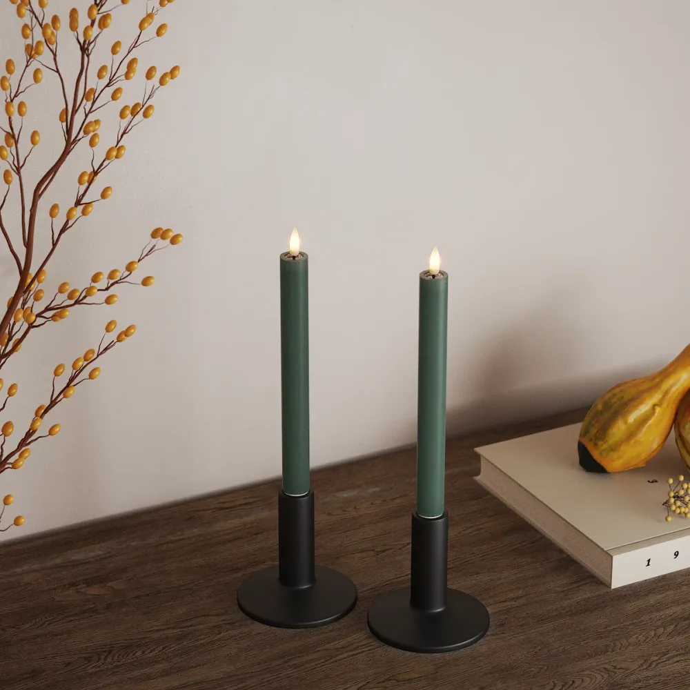 LED Kruunukynttilä 2 kpl, Ø 2 x 24 cm Jadevihreä