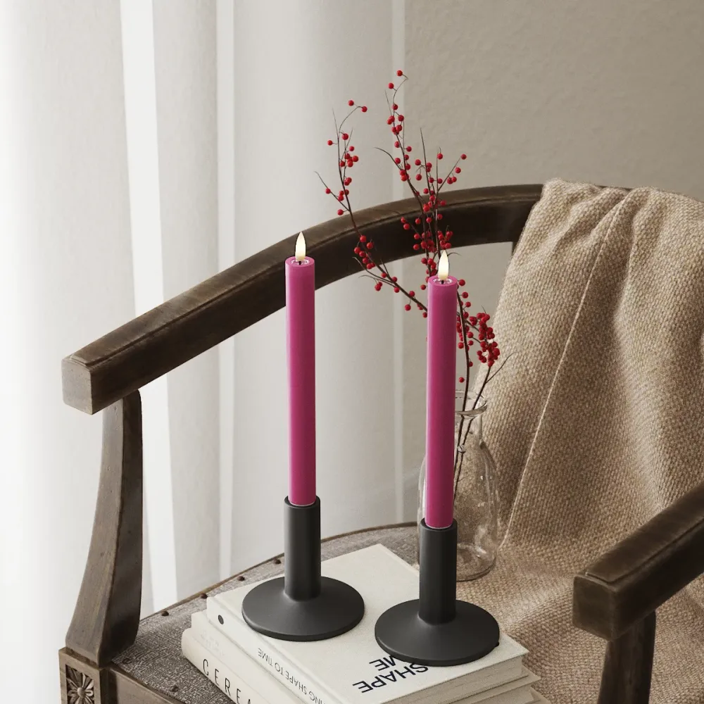 LED Kruunukynttilä 2 kpl, Ø 2 x 24 cm Magenta