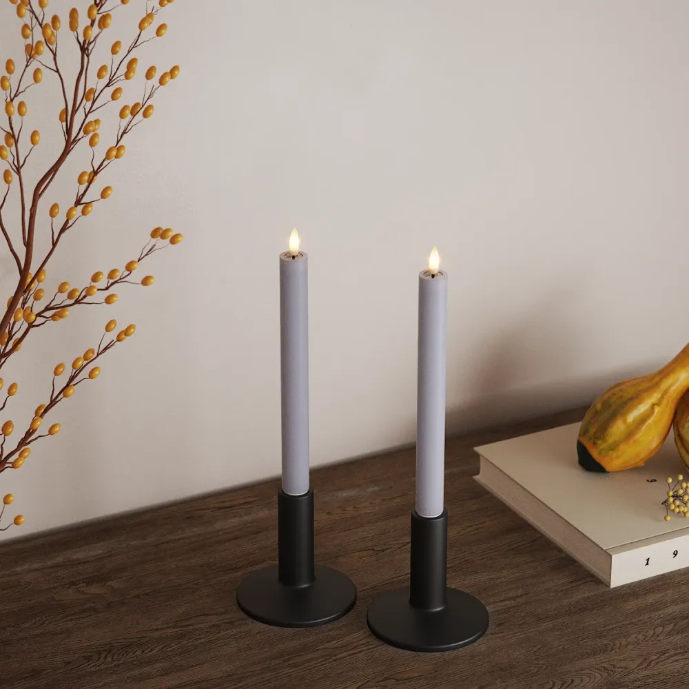 LED Kruunukynttilä 2 kpl, Ø 2 x 24 cm Tuhkansininen