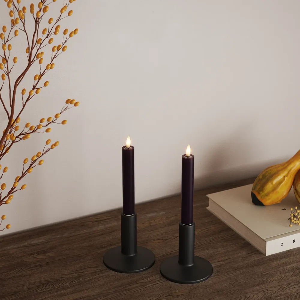LED Kruunukynttilä 2 kpl, Ø 2 x 15 cm Tummanvioletti