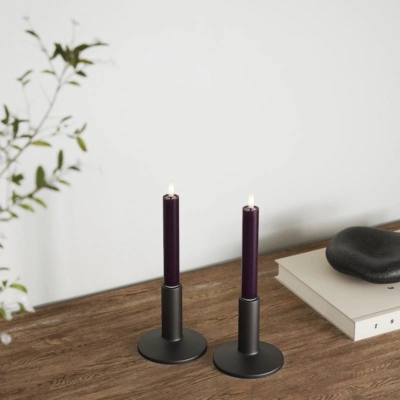 LED Kruunukynttilä 2 kpl, Ø 2 x 15 cm Tummanvioletti