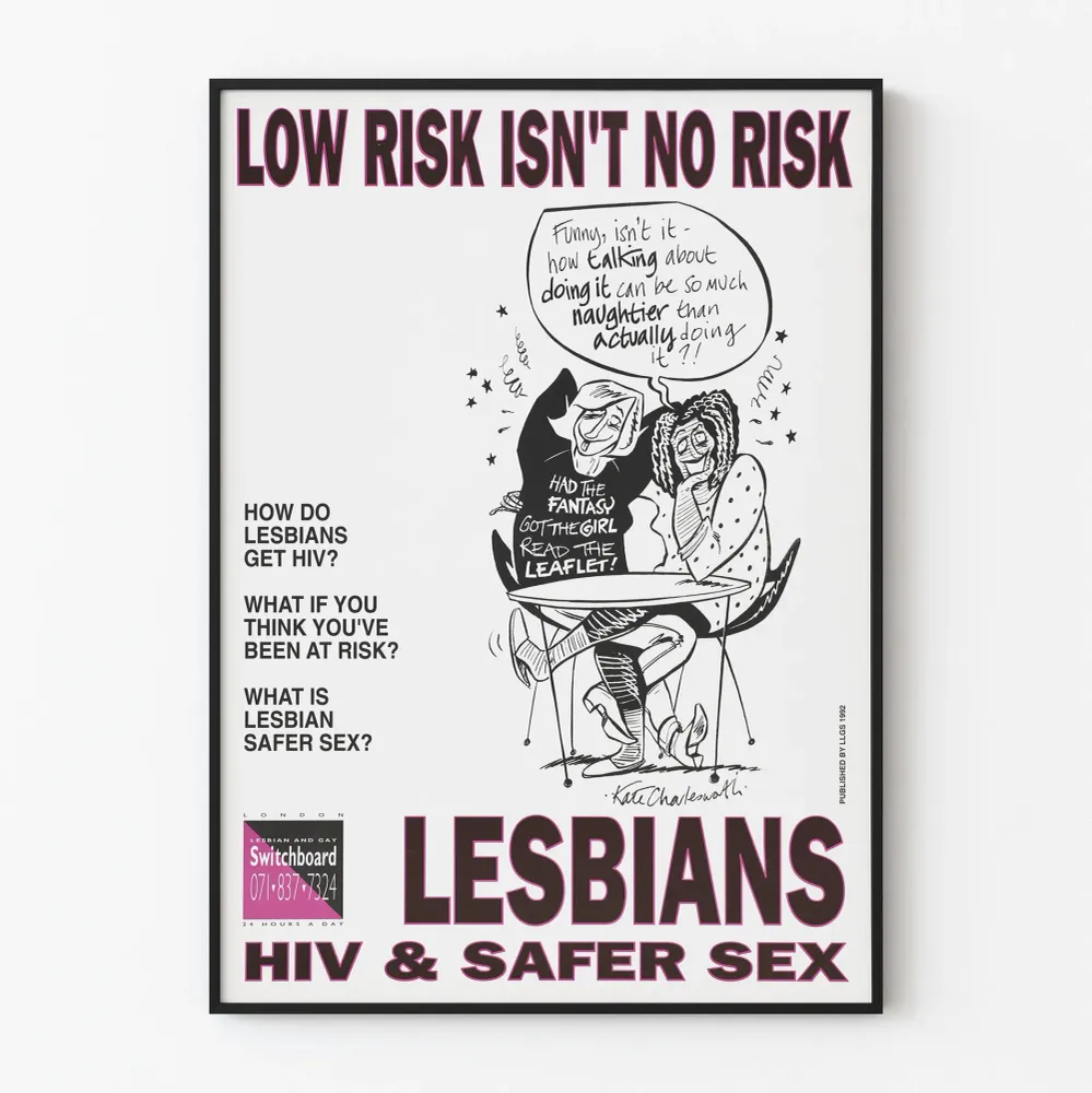 Lesbojen HIV- ja turvallisen seksin juliste - Ennaltaehkäisevä viesti