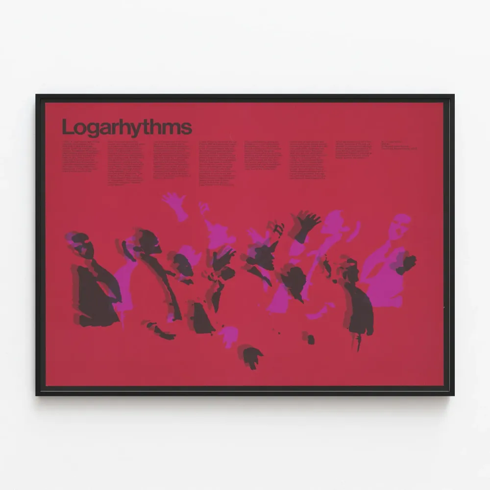 Logarhythms-juliste - moderni seinäkoriste punainen ja violetti